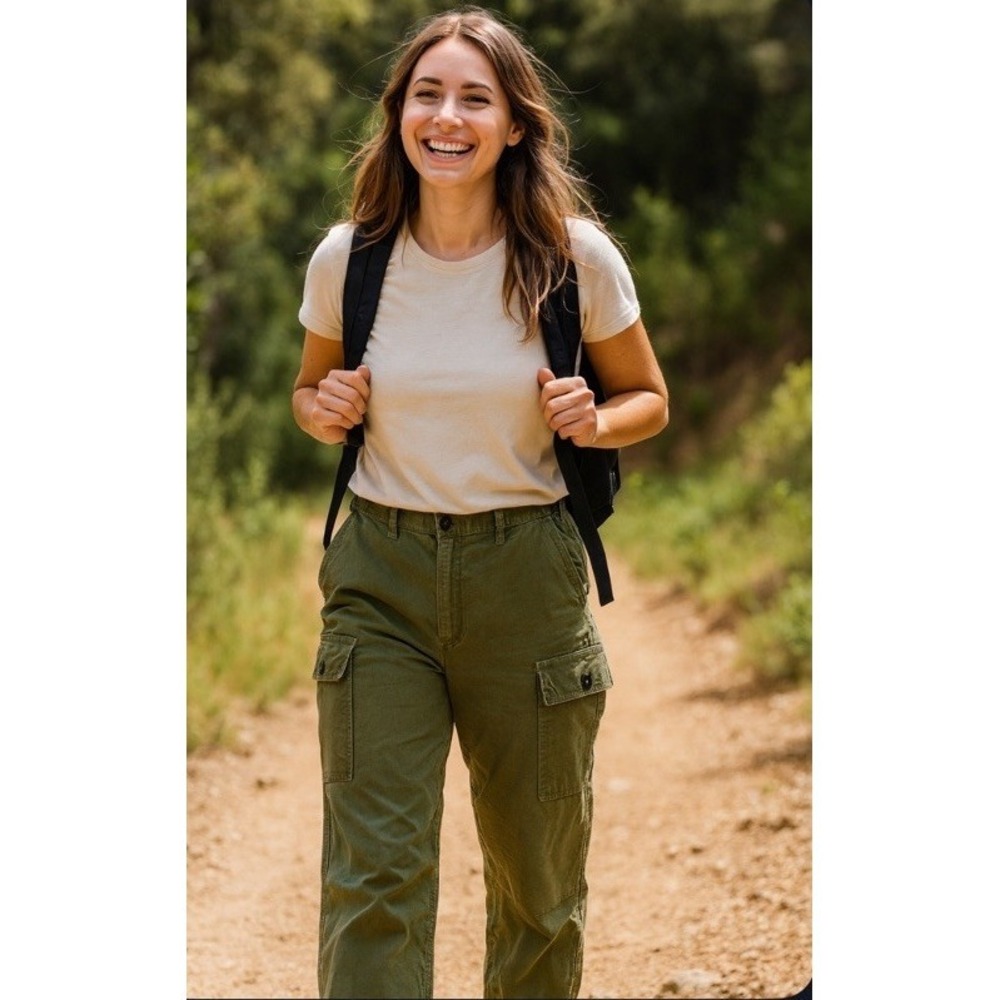 Zara Women Army Green Cargo Paratrooper Pants , fits 34*26 wide leg y2k 90s
